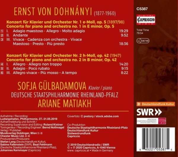 Ernst von Dohnányi: Piano Concertos Nos. 1 & 2 - Sofja Gülbadamova