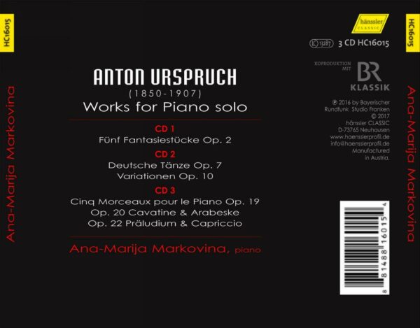 Anton Urspruch : Œuvres pour piano seul. Markovina.