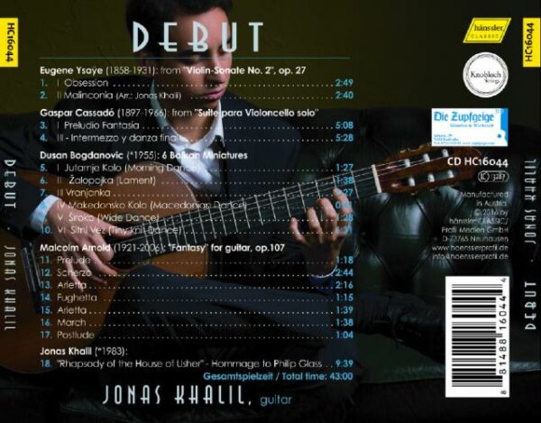 Jonas Khalil : Debut, œuvres pour guitare.