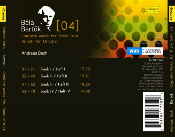 Bartók : Intégrale de l'œuvre pour piano seul, vol. 4. Bach.