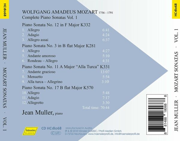 Mozart: Piano Sonatas Vol. 1 - Jean Muller