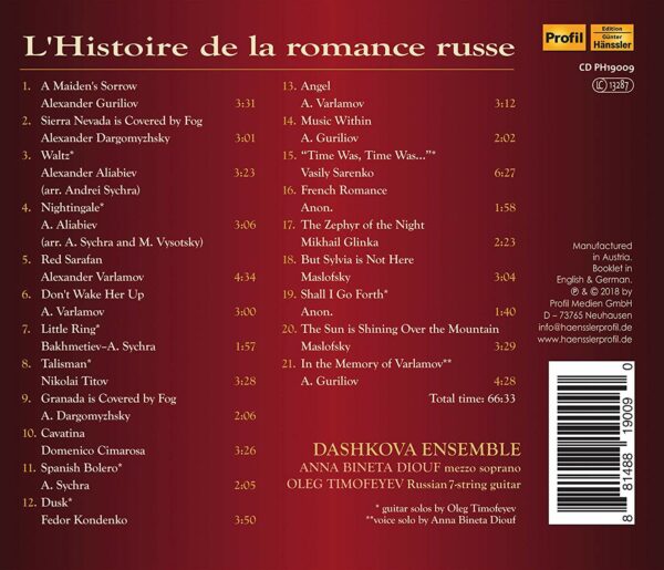 L'Histoire De La Romance Russe Vol.1 - Dashkova Ensemble