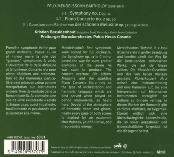 Mendelssohn: Piano Concerto No.2 & Symphony No.1 - Kristian Bezuidenhout