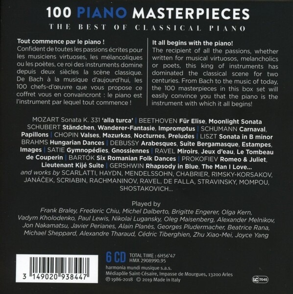 100 Piano Masterpieces, The Best Of Classical Piano La Boîte à Musique