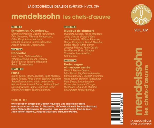 La discothèque idéale de Diapason, vol. 14 / Mendelssohn : Les chefs-d'œuvre.