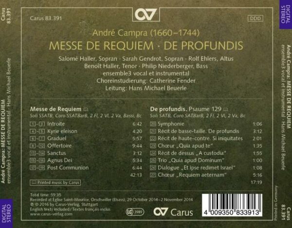 Andre Campra: Messe De Requiem - Beuerle