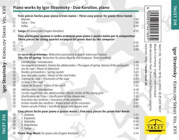 The Koroliov Series, vol. XVII : Igor Stravinski.