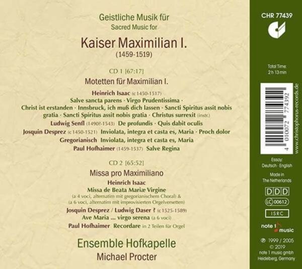 Sacred Music For Kaiser Maximilian - Ensemble Hofkapelle