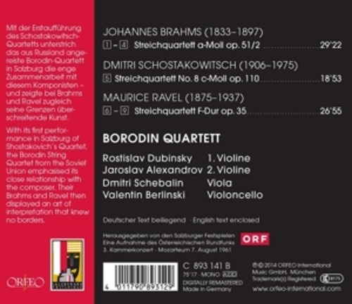 Schostakowitsch, Ravel Brahms: Brahms: String Quartet Op 51 - Borodin-Quartett