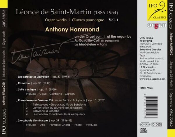 Léonce de Saint-Martin : Œuvres pour orgue, vol. 1. Hammond.