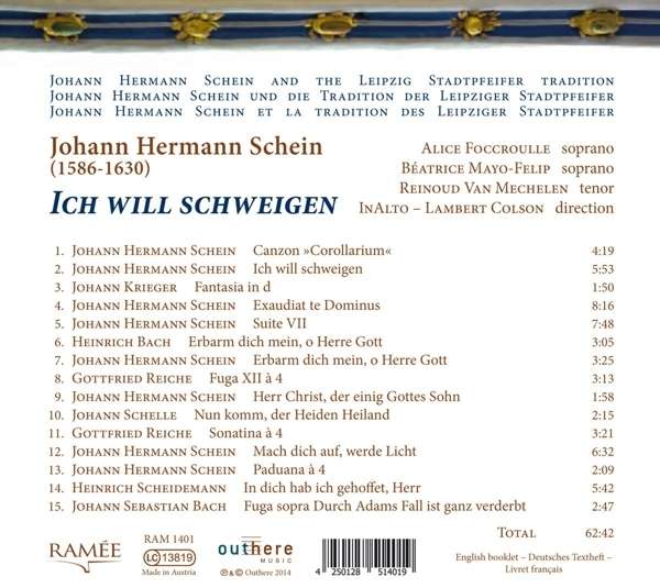 Johann Hermann Schein: Ich Will Schweigen - Inalto - Colson