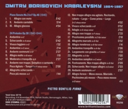 Kabalevsky: Piano Sonata No.3, 24 Preludes - Pietro Bonfilio
