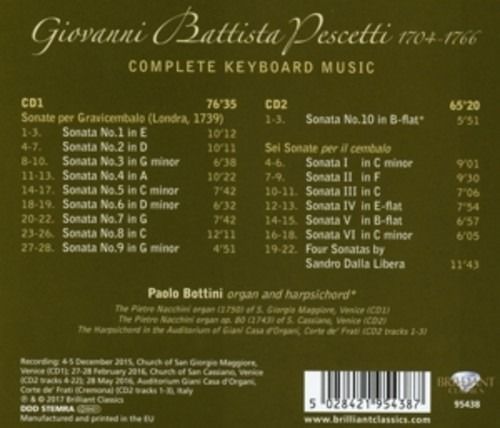 Giovanni Battista Pescetti: Complete Keyboard Music - Paolo Bottini