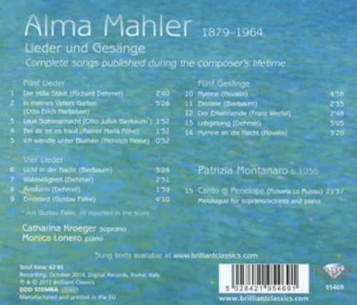 Alma Mahler Lieder Und Gesange - Catharina Kroeger