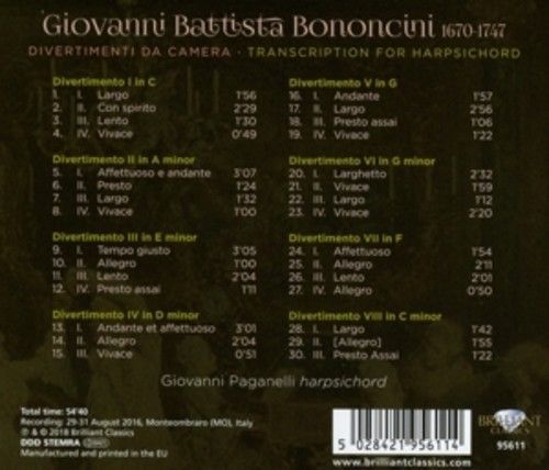 Giovanni Battista Bononcini: Divertimenti Da Camera, - Giovanni Paganelli