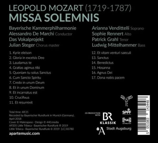 Leopold Mozart: Missa Solemnis - Alessandro De Marchi