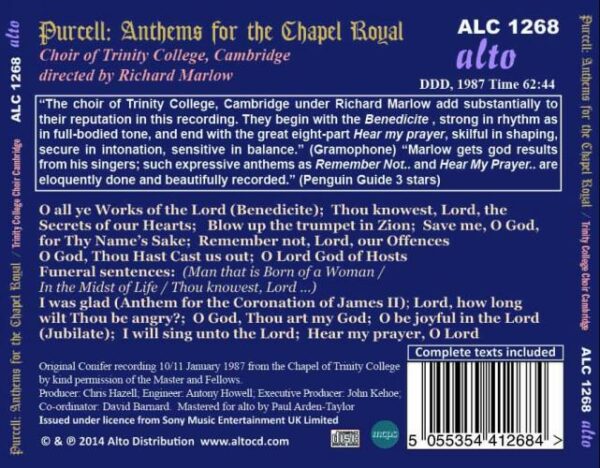 Purcell: Anthems For The Chappel Royal & Funeral Anthems - Choir Of Trinity College