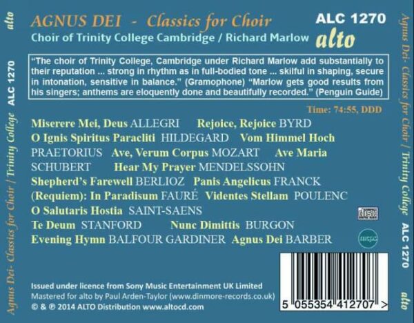 Barber: Agnus Dei,  Allegri: Miserere - Choir Of Trinity College Cambridge