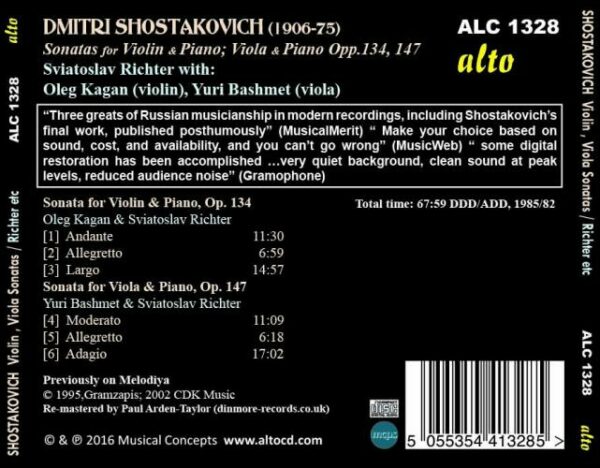 Chostakovitch : Sonates pour violon, alto et piano. Richter, Kagan, Bashmet.