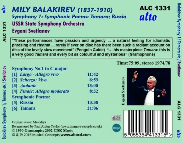 Mily Balakirev: Symphony No. 1, Symphonic Poems - Evgeni Svetlanov