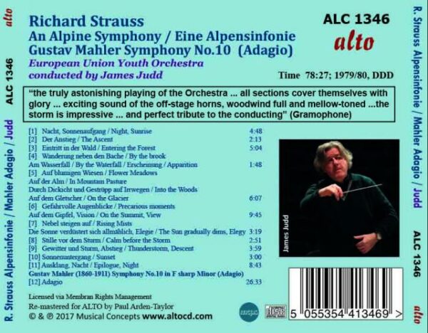 Strauss : Une symphonie alpestre. Mahler : Adagio de la Symphonie n° 10. Judd.