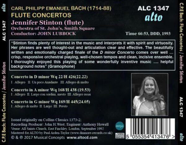 CPE Bach: Flute Concertos H426 / H438 / H445 - Jennifer Stinton
