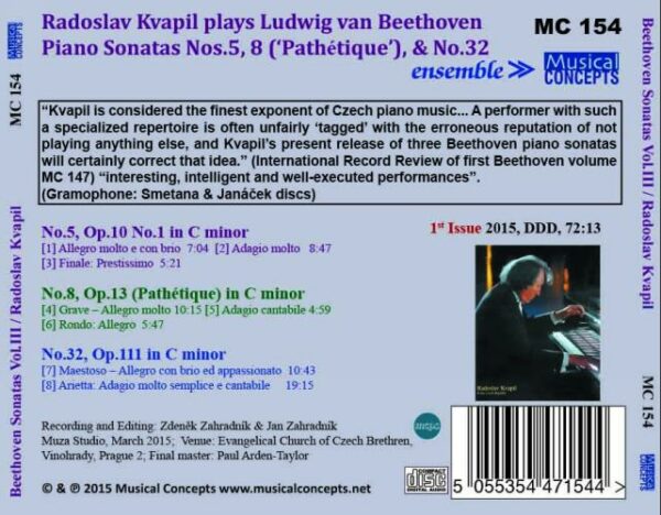 Beethoven : Sonates pour piano. Kvapil.