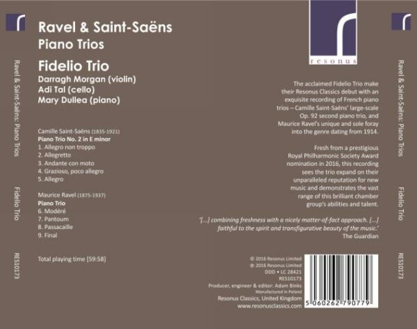 Ravel, Saint-Saëns : Trios pour piano. Fidelio.