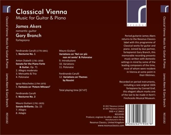 Les Classiques Viennois : Œuvres de Carulli, Diabelli, Moscheles… : Musique pour guitare et piano. Akers, Branch.
