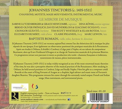Johannes Tinctoris: Secret Consolations - Le Miroir De Musique