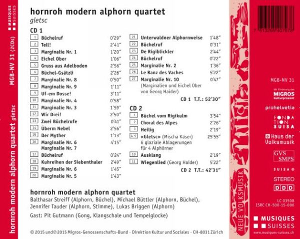Hornroh Modern Alphorn Quartet : Gletsc.