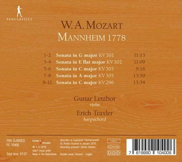 Mozart: Mannheim 1778 - Gunar Letzbor