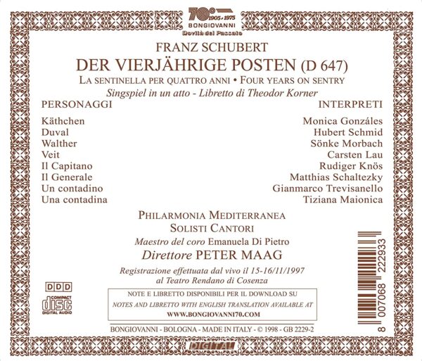 Schubert: Der Vierjahrige Posten - Peter Maag