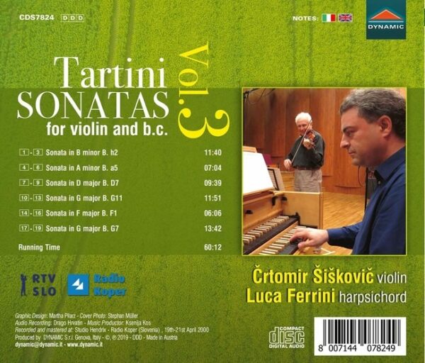 Giuseppe Tartini: Sonatas For Violin And B.C. Vol.3 - Crtomir Siskovic