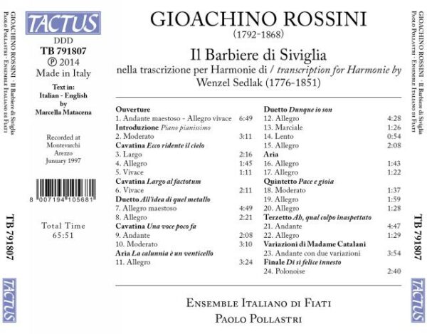 Gioachino Rossini: Barbiere Di Siviglia - Ensemble Italiano Di Fiati - Pollas / Pollastri