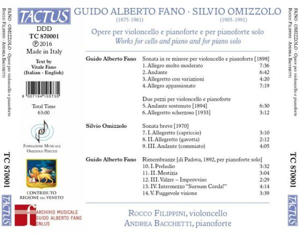 Fano & Omizzolo: Works for Cello & Piano - Rocco Filippini
