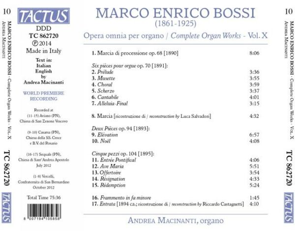 Marco Enrico Bossi: Complete Organ Works,  Vol. 10