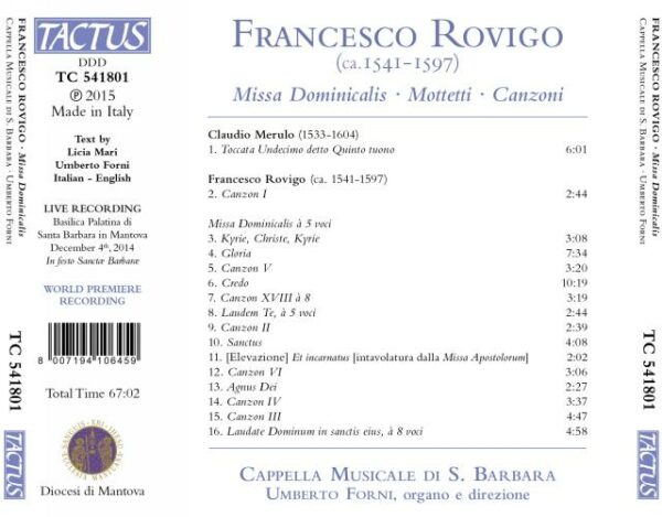 Francesco / Merulo, Claudio Rovigo: Missa Dominicalis