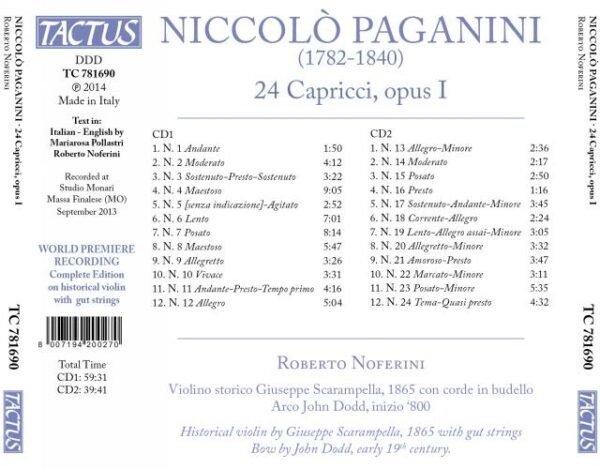 Niccolo Paganini: 24 Capricci, Opus 1 - Noferini