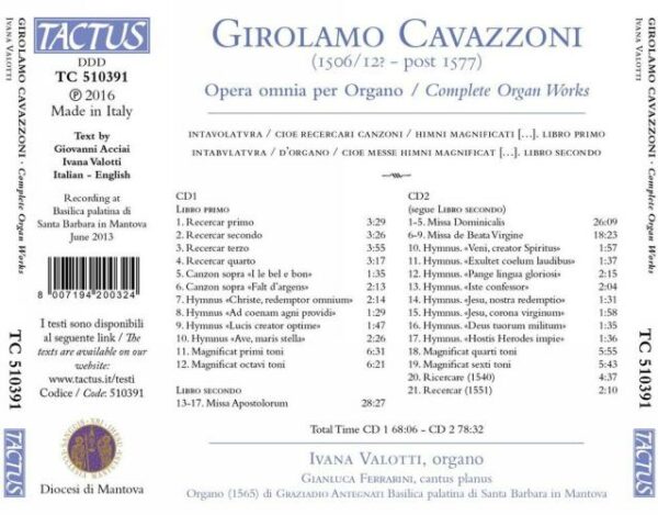 Cavazzoni: Complete Organ Works - Ivana Valotti
