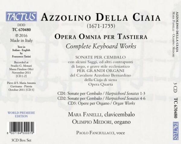 Azzolino Della Ciaia: Complete Keyboard Works - Mara Fanelli