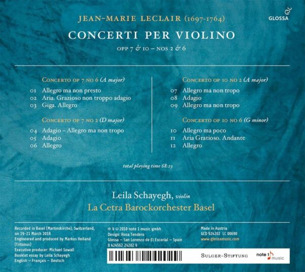 Jean-Marie Leclair: Concerti Per Violino - Leila Schayegh