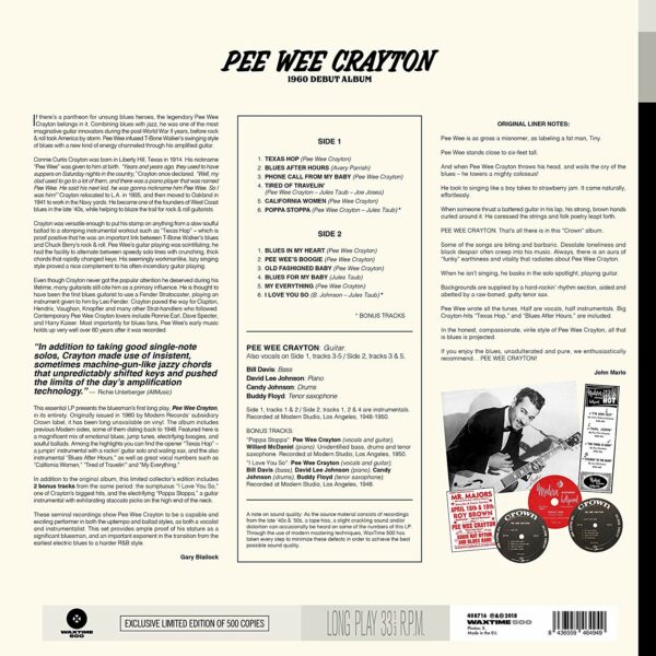 1960 Debut Album (Vinyl) - Pee Wee Crayton