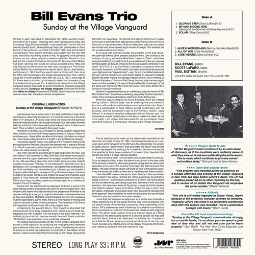 Sunday At The Village Vanguard (Vinyl) - Bill Evans Trio