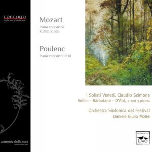Mozart, Poulenc : Concertos pour 2 et 3 pianos. Sollini, Barbatano, Scimone, Moles.
