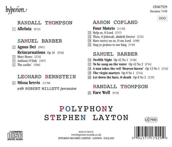 Barber, Bernstein, Copland, Thompson: American Polyphony