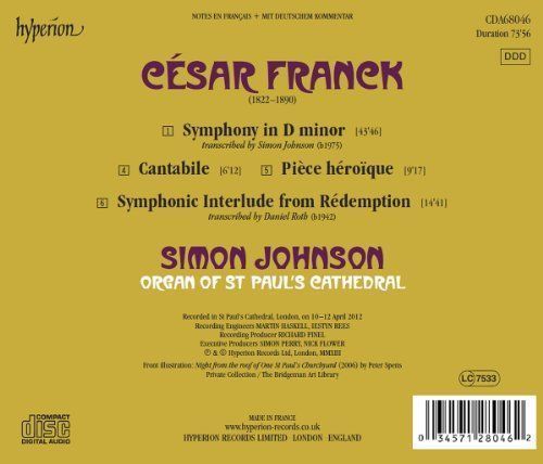 Franck : Oeuvres symphoniques pour orgue. Johnson.