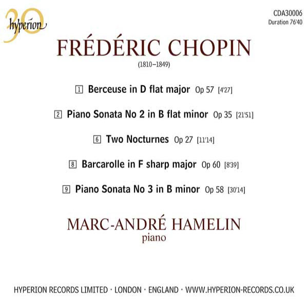 Frédéric Chopin : Sonates pour piano n°2 & n°3 (30 ans Hyperion) - La ...