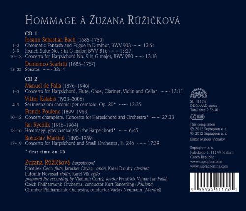 Zuzana Ruzickova, clavecin : Hommage à Zuzana Ruzickova