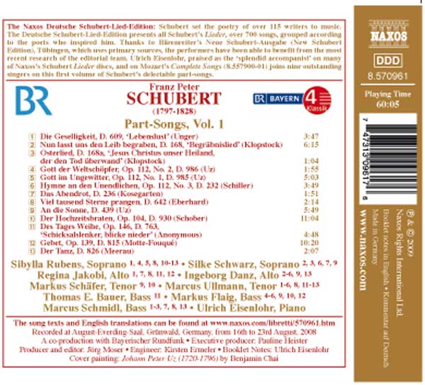 Franz Schubert : Chants à parties (Volume 1) - La Boîte à Musique